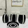 Luxury 4Pcs Bathroom Set – Black & White Elegance