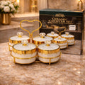 4-Compartment Luxury Gold Canister Set – Ceramic Jars with Heart Stand