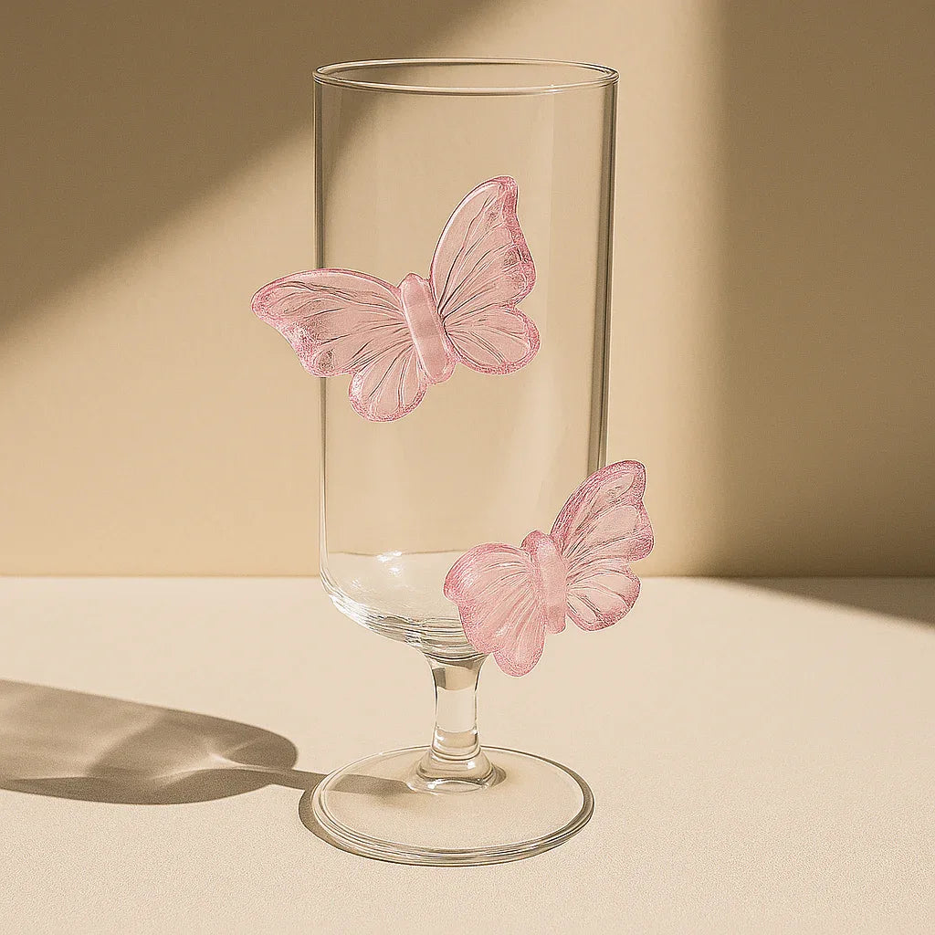 Pink Bow Flutter Glass – Elegant Drinkware