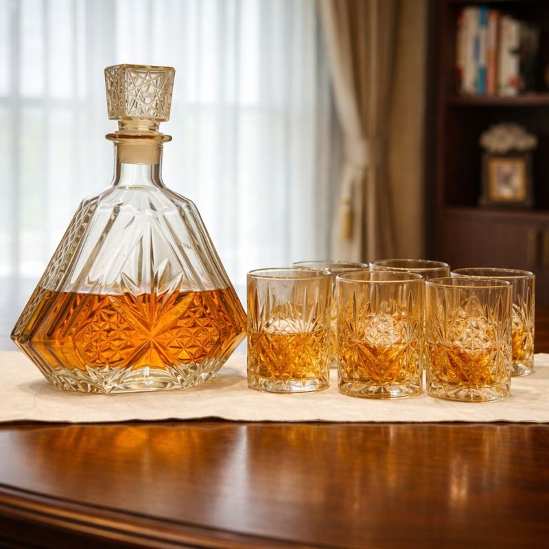 7pcs Crystal Glass Bottle Set – Premium Serving