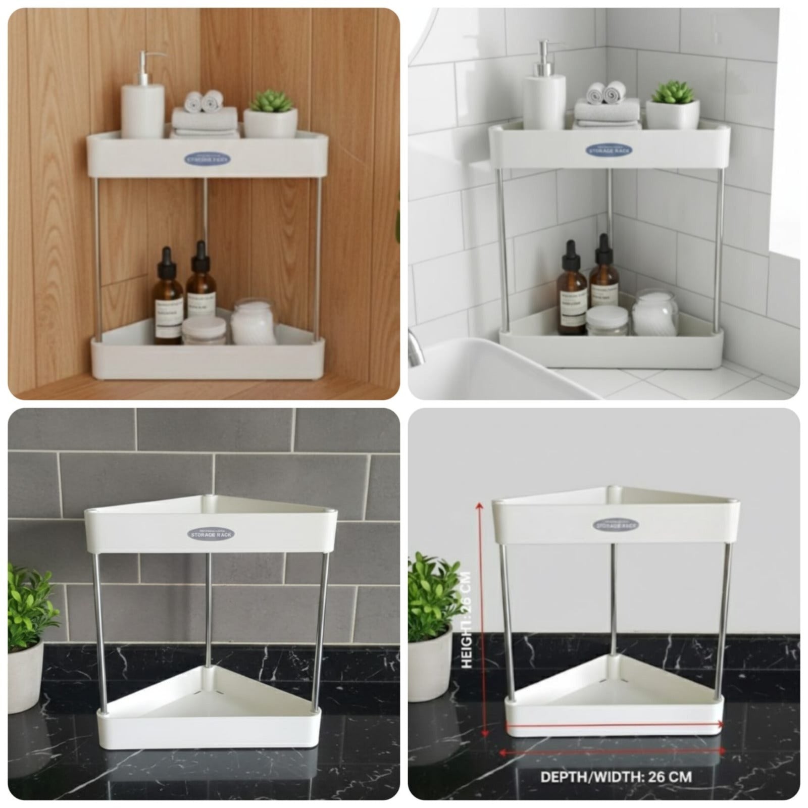 Plastic Bathroom Corner Rack – Multi Layer Storage Organizer