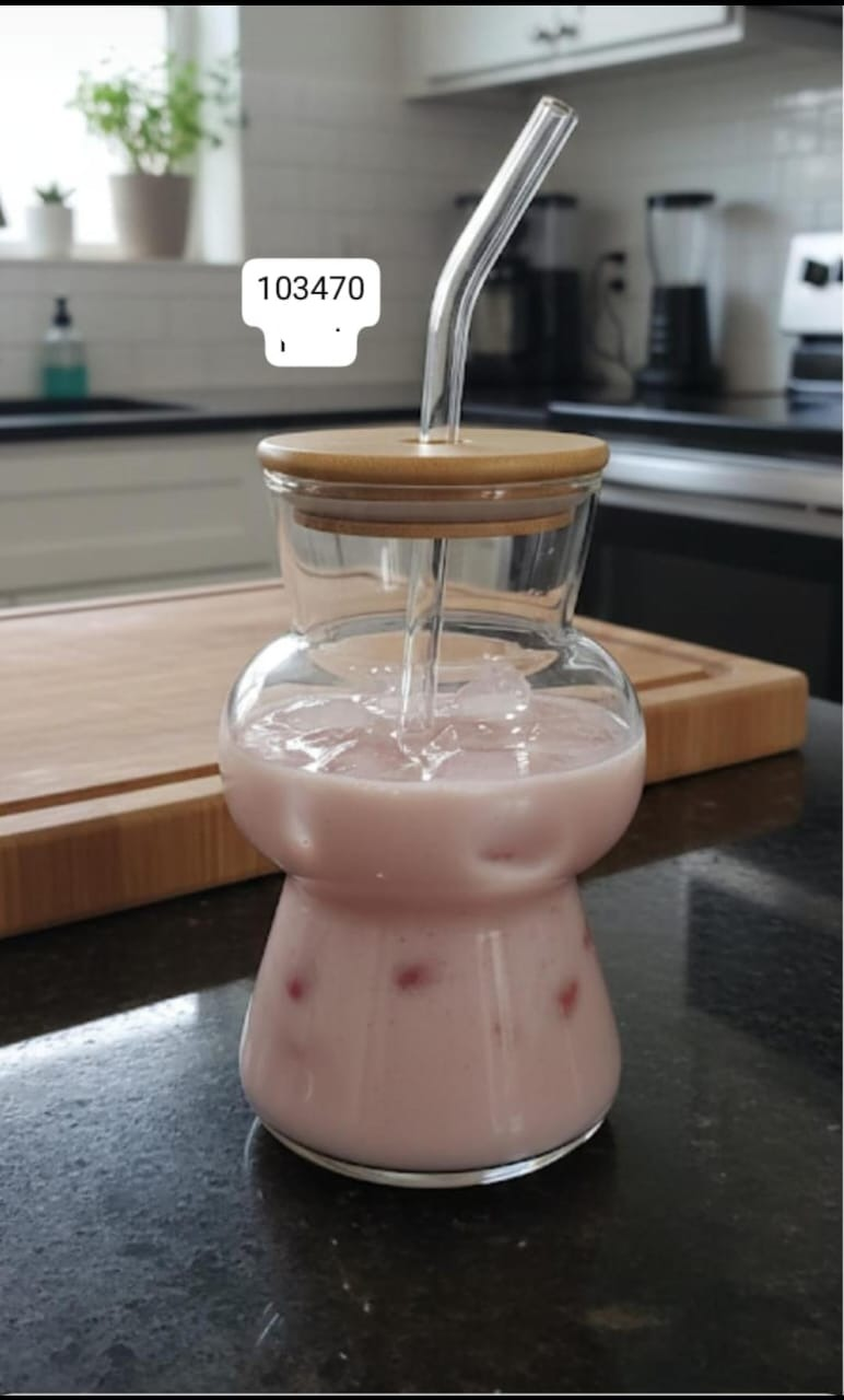 Aesthetic Glass Sipper - Eco-Friendly Bamboo Lid Tumbler (450ml)