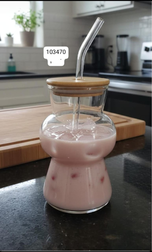 Aesthetic Glass Sipper - Eco-Friendly Bamboo Lid Tumbler (450ml)