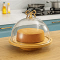 Fancy Cake Dome with Cover – Bamboo Wooden Base
