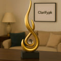 Luxury Golden Abstract Flame Decor with Crystal Sphere