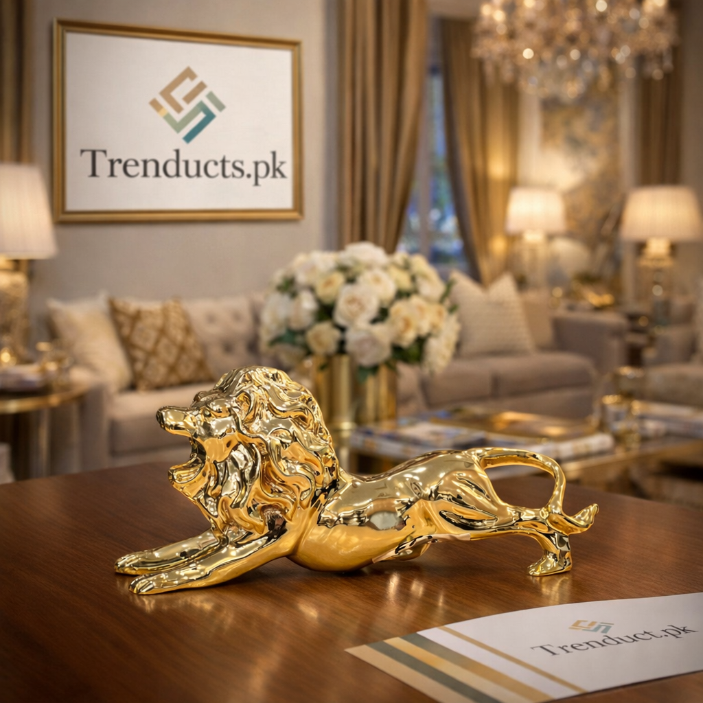 Regal Lion Porcelain Showpiece – Handcrafted Majesty