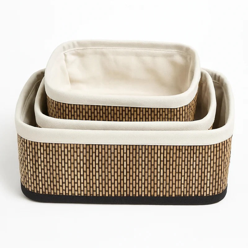 Premium 3-Piece Bamboo Nesting Basket Set – Natural Storage Solution