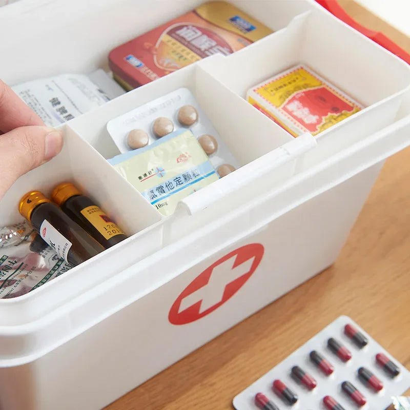 First Aid Kit Storage Box with Compartments