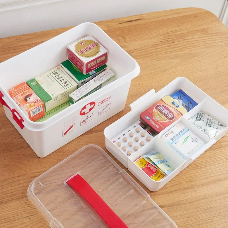 First Aid Kit Storage Box with Compartments
