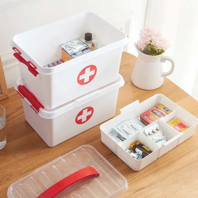First Aid Kit Storage Box with Compartments
