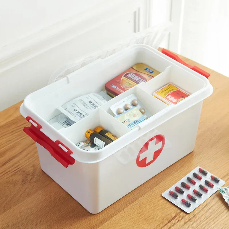 First Aid Kit Storage Box with Compartments