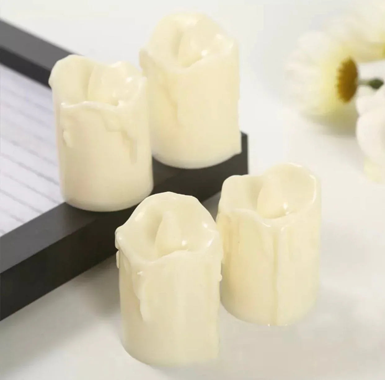 Set of 3 Flameless LED Tea Lights Set - Safe & Realistic Glow