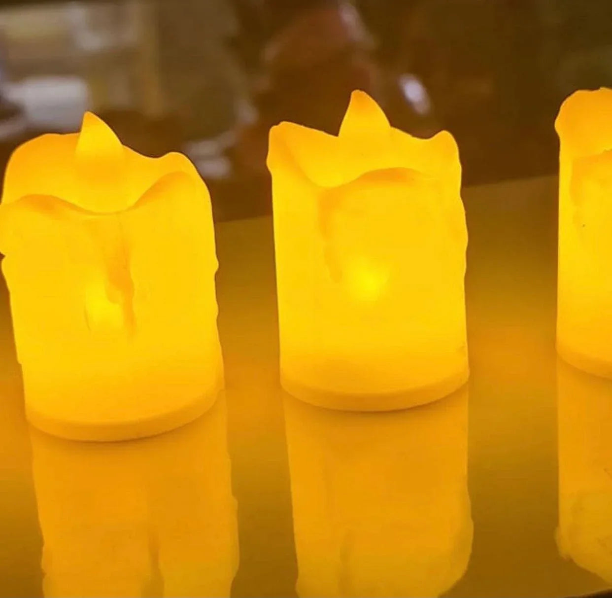 Set of 3 Flameless LED Tea Lights Set - Safe & Realistic Glow