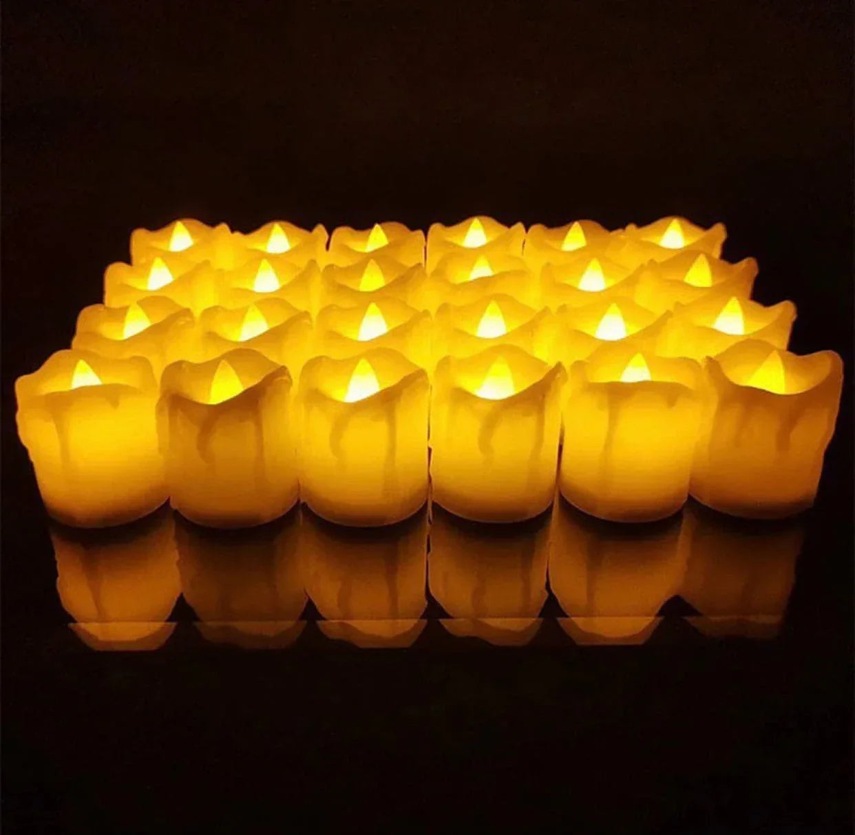 Set of 3 Flameless LED Tea Lights Set - Safe & Realistic Glow