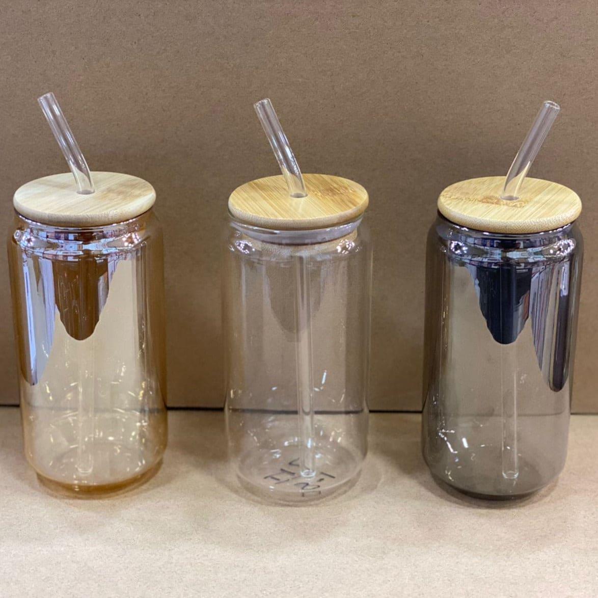 Bamboo Lid Iced Coffee Mug with Glass Straw
