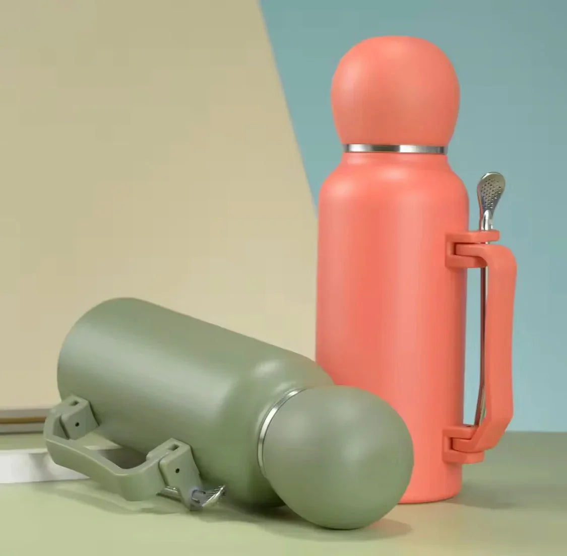 1200ml Stainless Steel Thermos with Handle & Spoon
