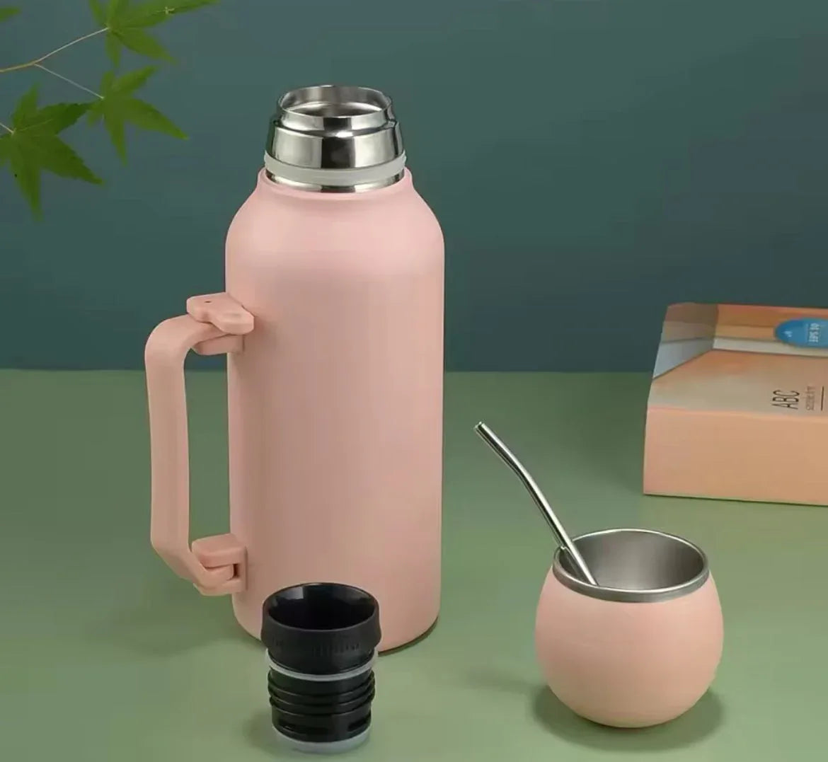 1200ml Stainless Steel Thermos with Handle & Spoon