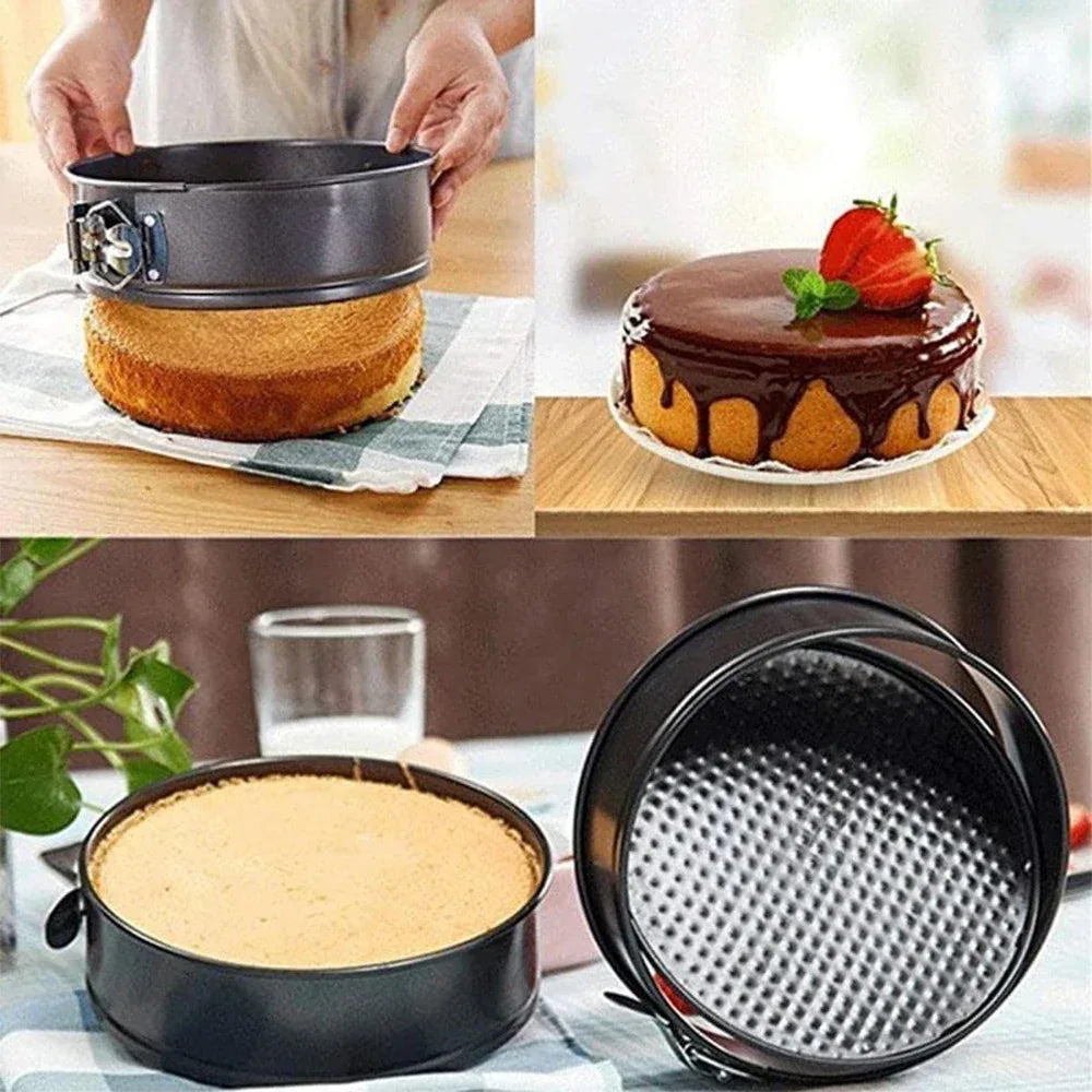 Pack of  3 Nonstick Cake Pans Set with Easy-Release Locks