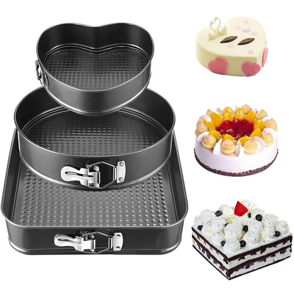 Pack of  3 Nonstick Cake Pans Set with Easy-Release Locks