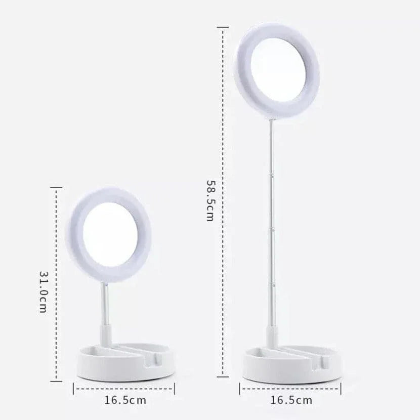 Foldable Selfie Stick with Ring Light - Adjustable & Portable
