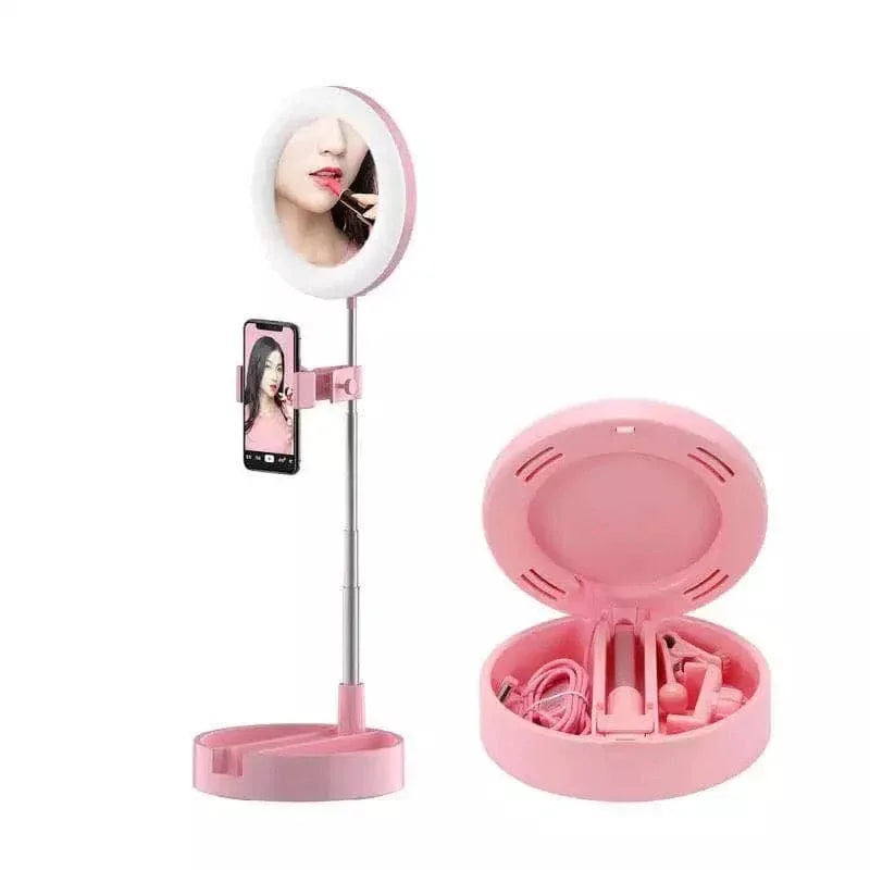 Foldable Selfie Stick with Ring Light - Adjustable & Portable