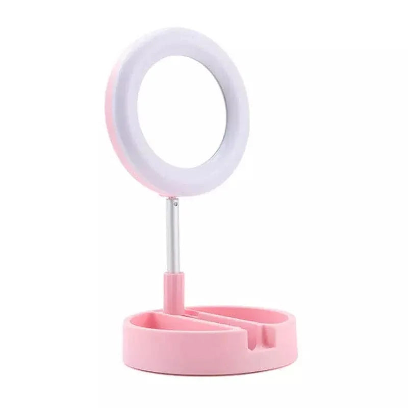 Foldable Selfie Stick with Ring Light - Adjustable & Portable