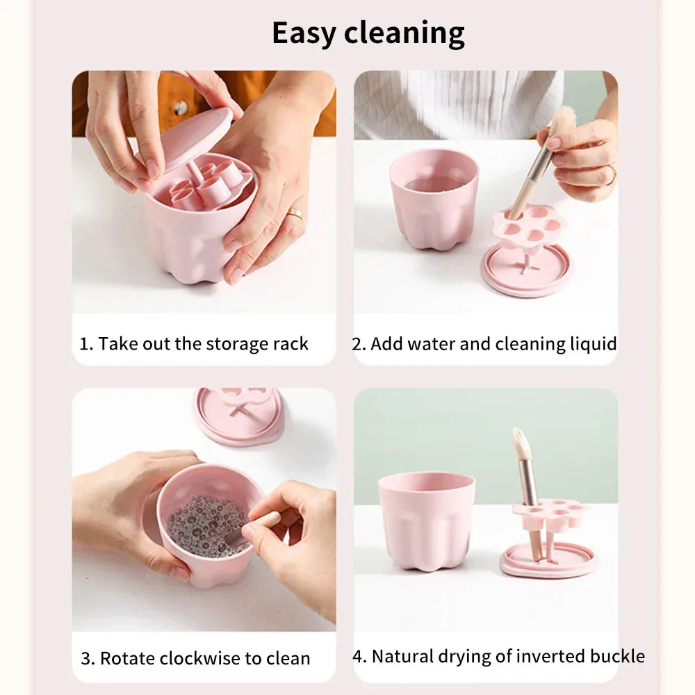 Makeup Brush Cleaner Box with Brush Holder