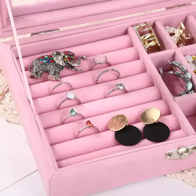 Pearl Earring and Ring Organizer Cosmetic Case