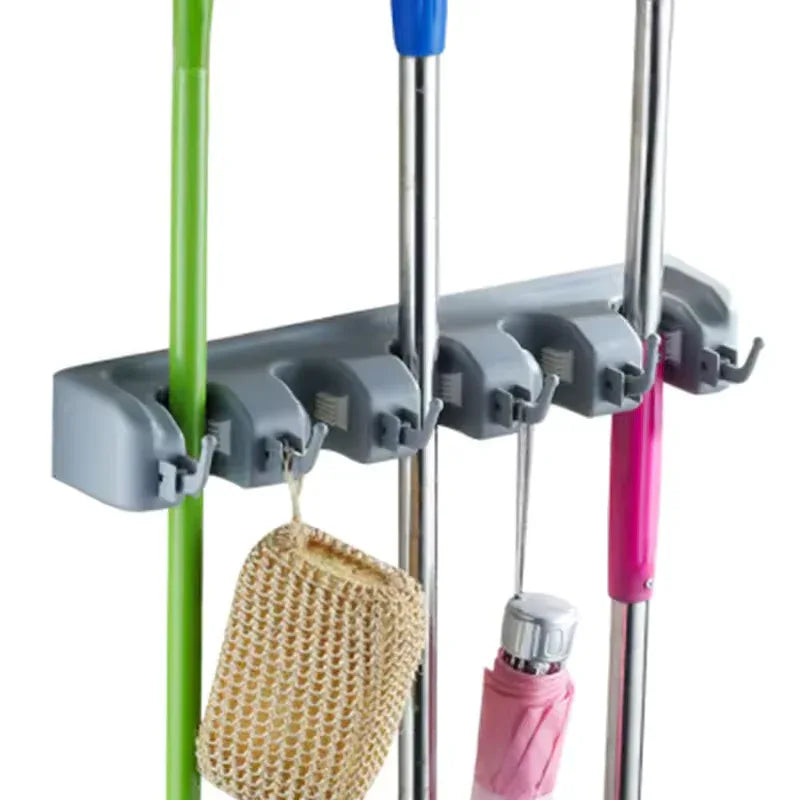Wall Mounted Mop Holder with Multi Hooks