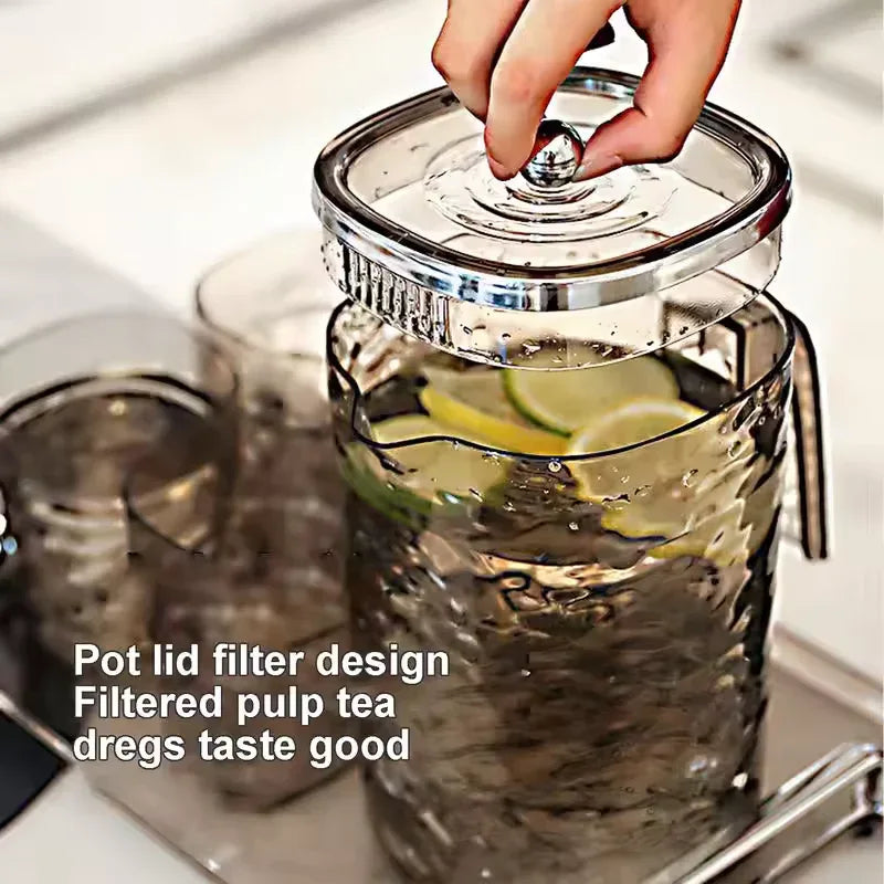 Glass Juice Pitcher with Lid - Elegant Design