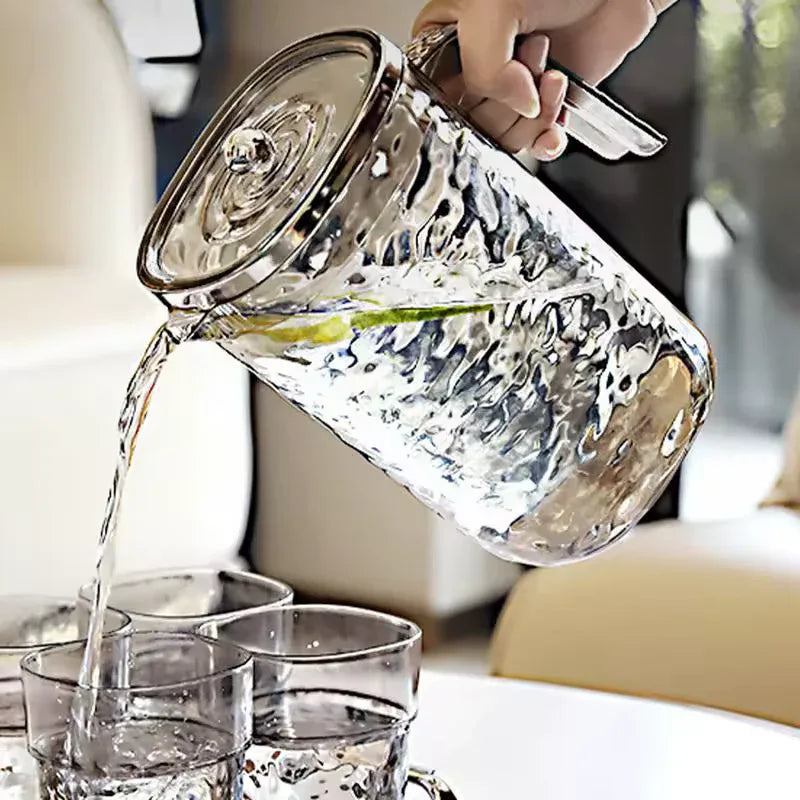 Glass Juice Pitcher with Lid - Elegant Design
