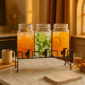 Triple Beverage Dispenser with Stand - Glass Jars