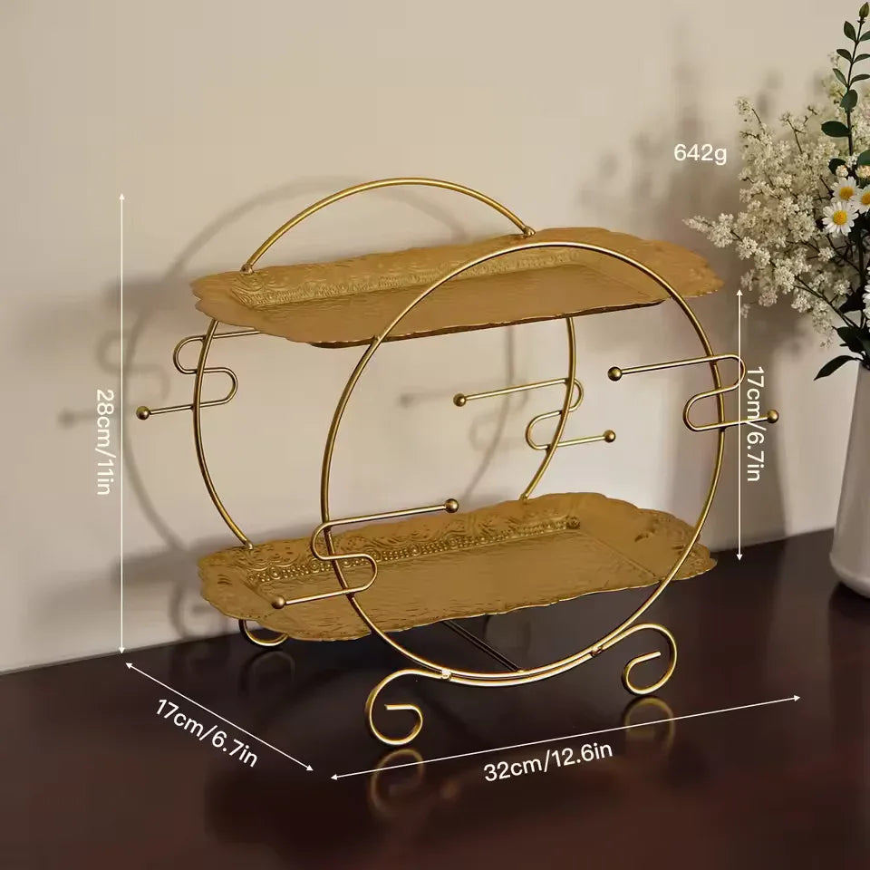 Elegant 2 Tier Bathroom Organizer Gold Finish
