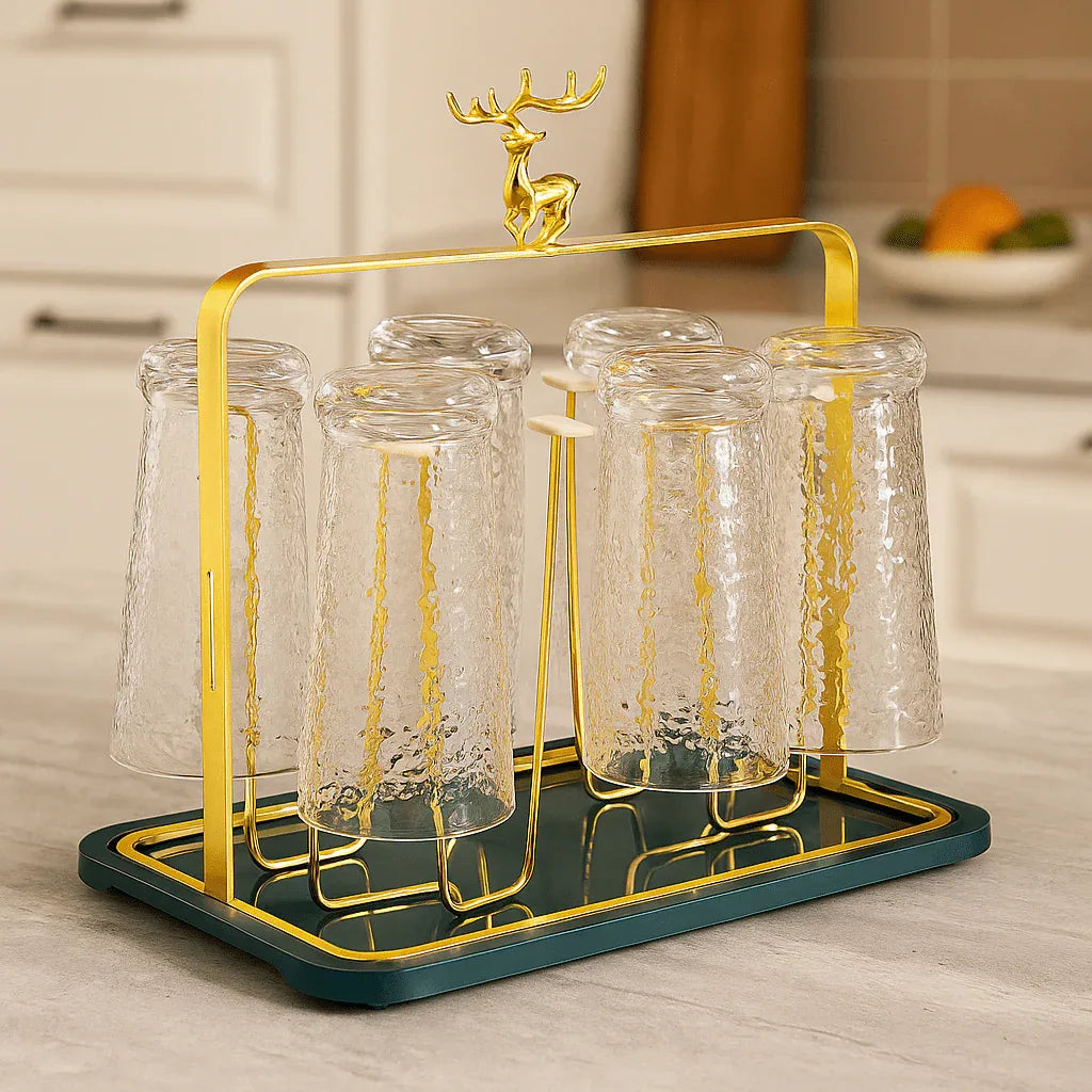 Gold Glass Cup Holder – Functional Drainage Drainer Stand