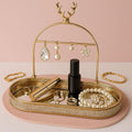Stylish Gold Jewelry Organizer Tray with Earring Holder