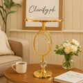 Gold Metallic Display Stand with Crystal Decor