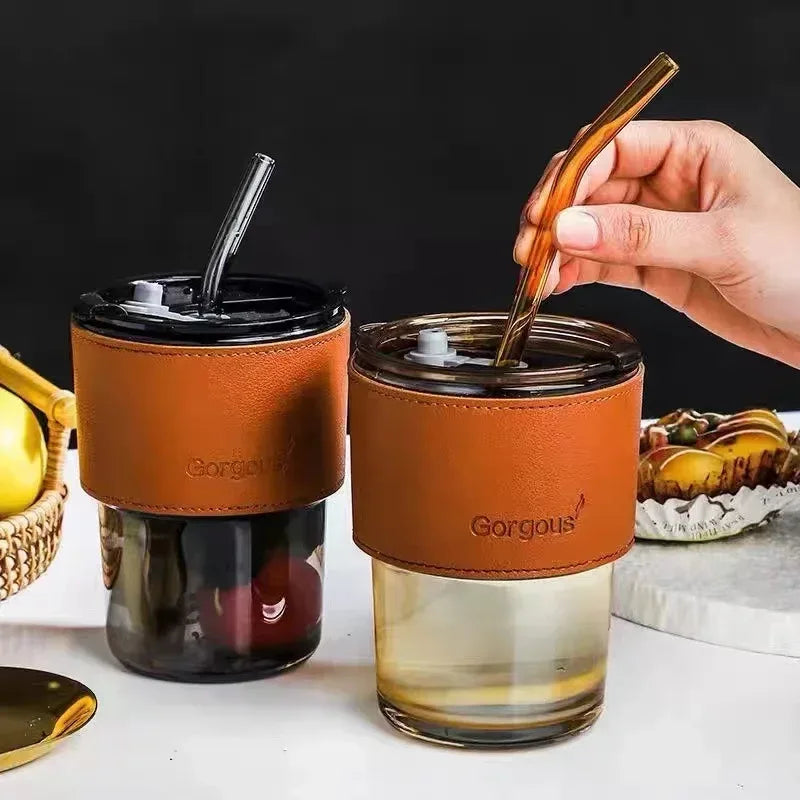 Bamboo Node Glass Straw Cup with Thickened Glass