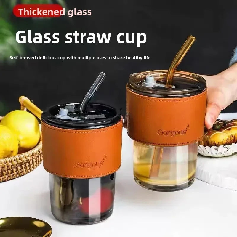 Bamboo Node Glass Straw Cup with Thickened Glass