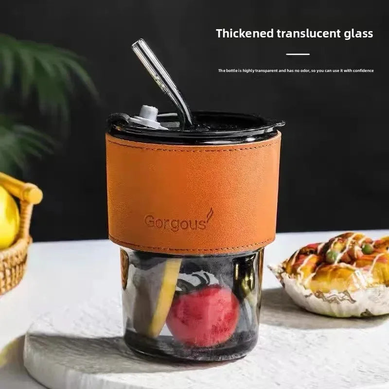 Bamboo Node Glass Straw Cup with Thickened Glass