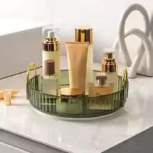 360 Rotating Makeup Organizer with Gold Handles