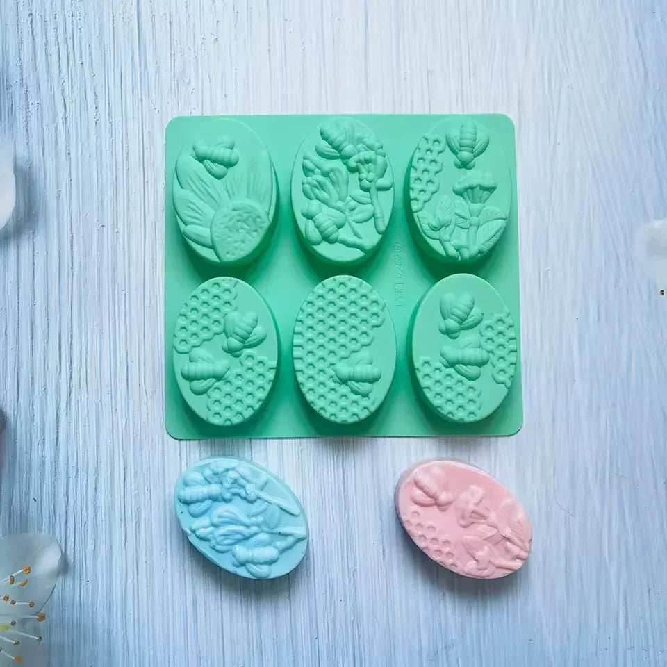 6 Cavity Oval Soap Mold for Crafts