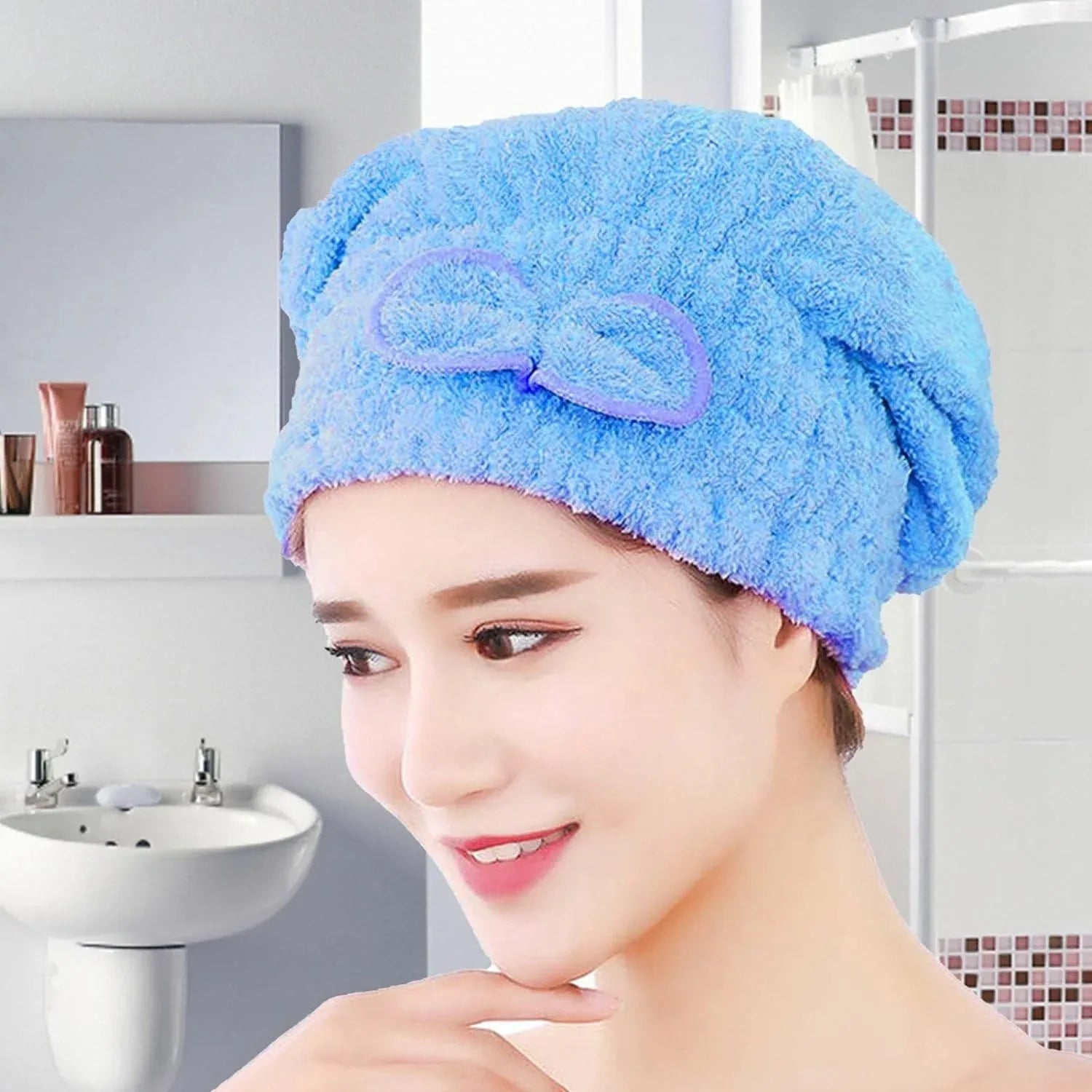 Flower Cap Towel – Quick Dry Microfiber Hair Wrap Turban