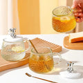 Hammered Glass Coffee Cup with Lid Set