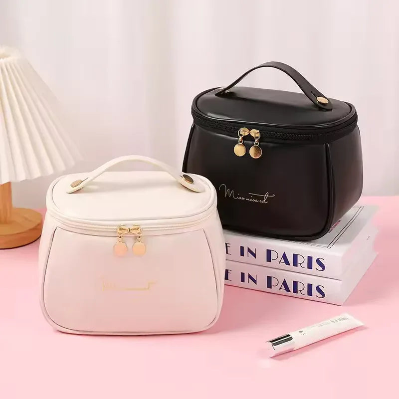 PU Leather Handheld Makeup Wash Bag