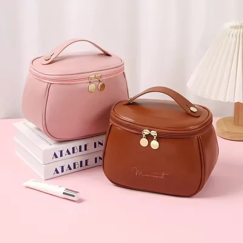 PU Leather Handheld Makeup Wash Bag