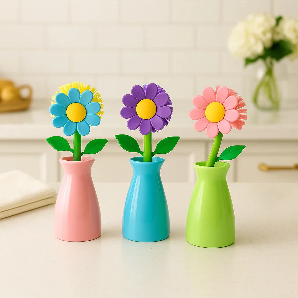 Floral dish brush set – Colorful Vases