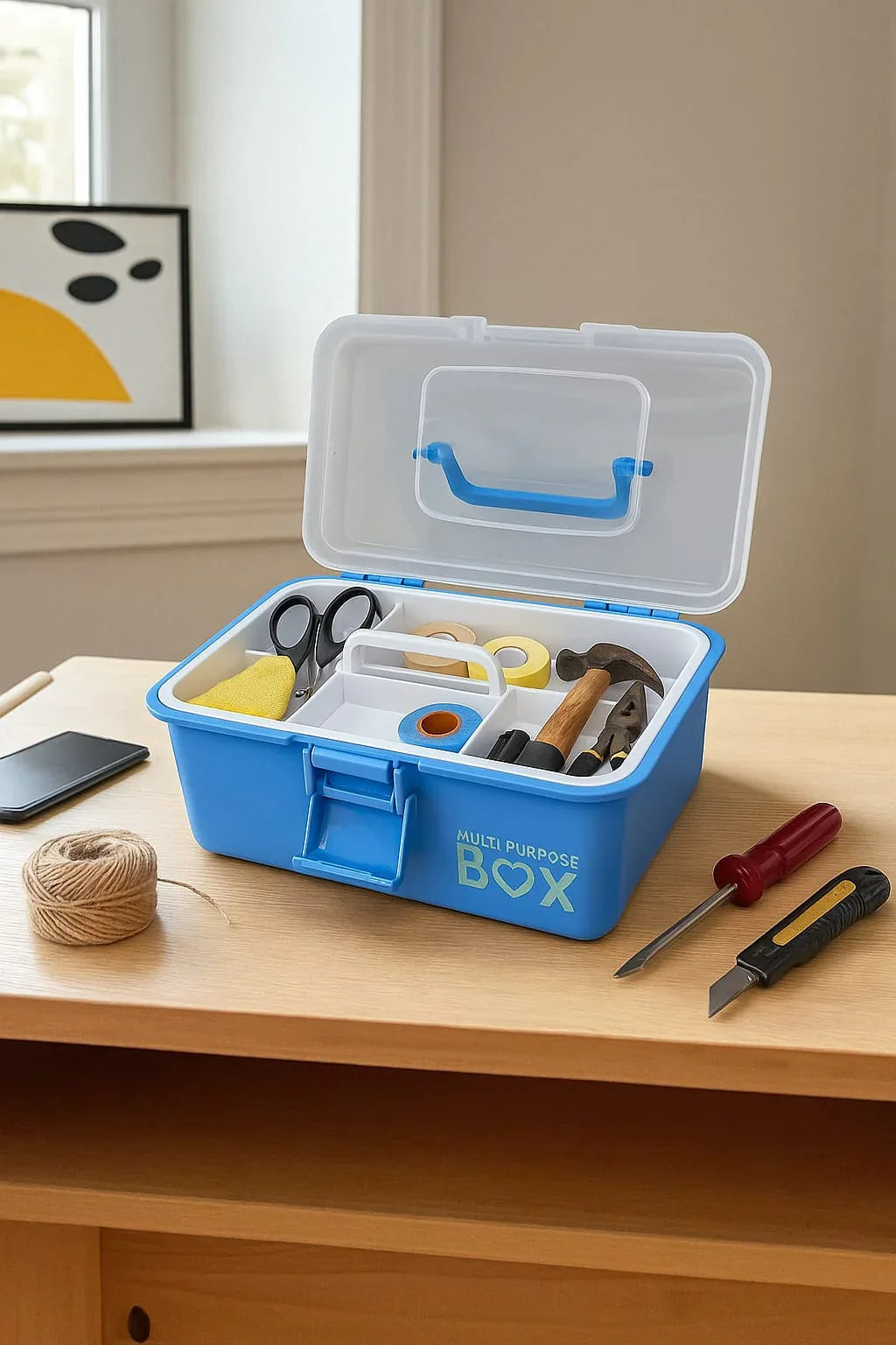 Multi-purpose storage box — Divided, Portable