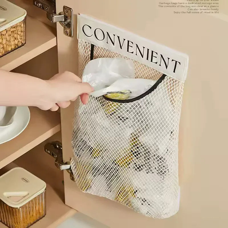 Mesh Cabinet garbage bag dispenser organizer