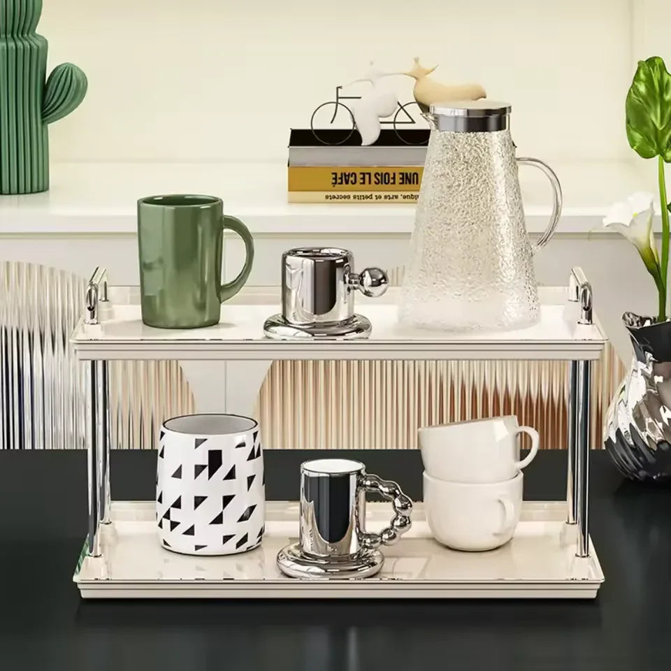 2 Tier Desktop Cup Rack Organizer - Stylish & Durable