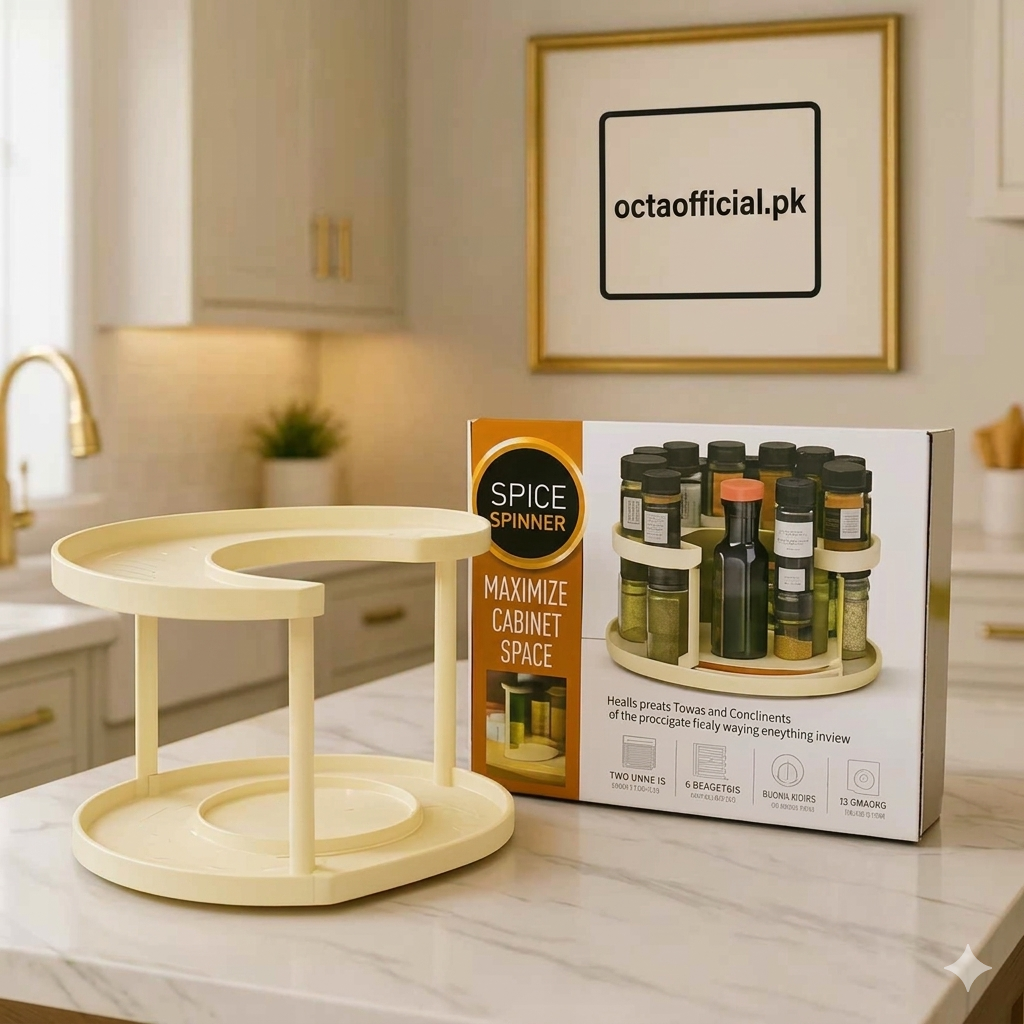 2-Tier Spice Spinner Rack – Rotating Kitchen Organizer